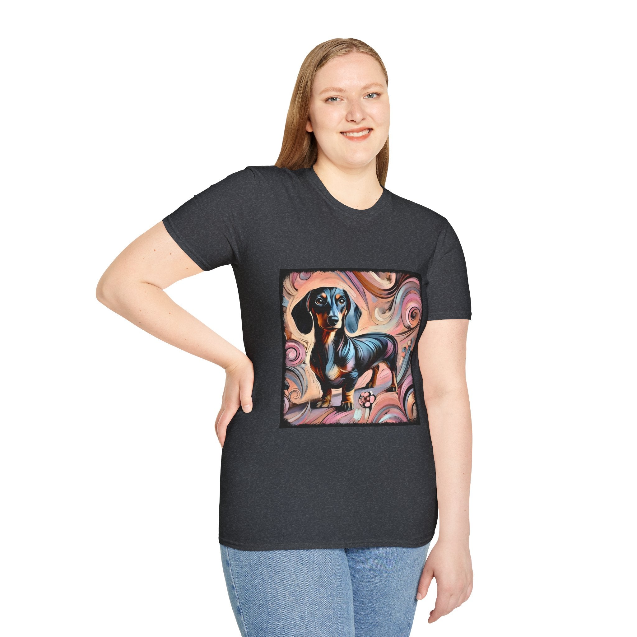 Dachshund Pink Swirl | Unisex Dog T-Shirt