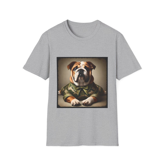 Bulldog Combat Cutie design dog lover unisex t-shirt in sport grey