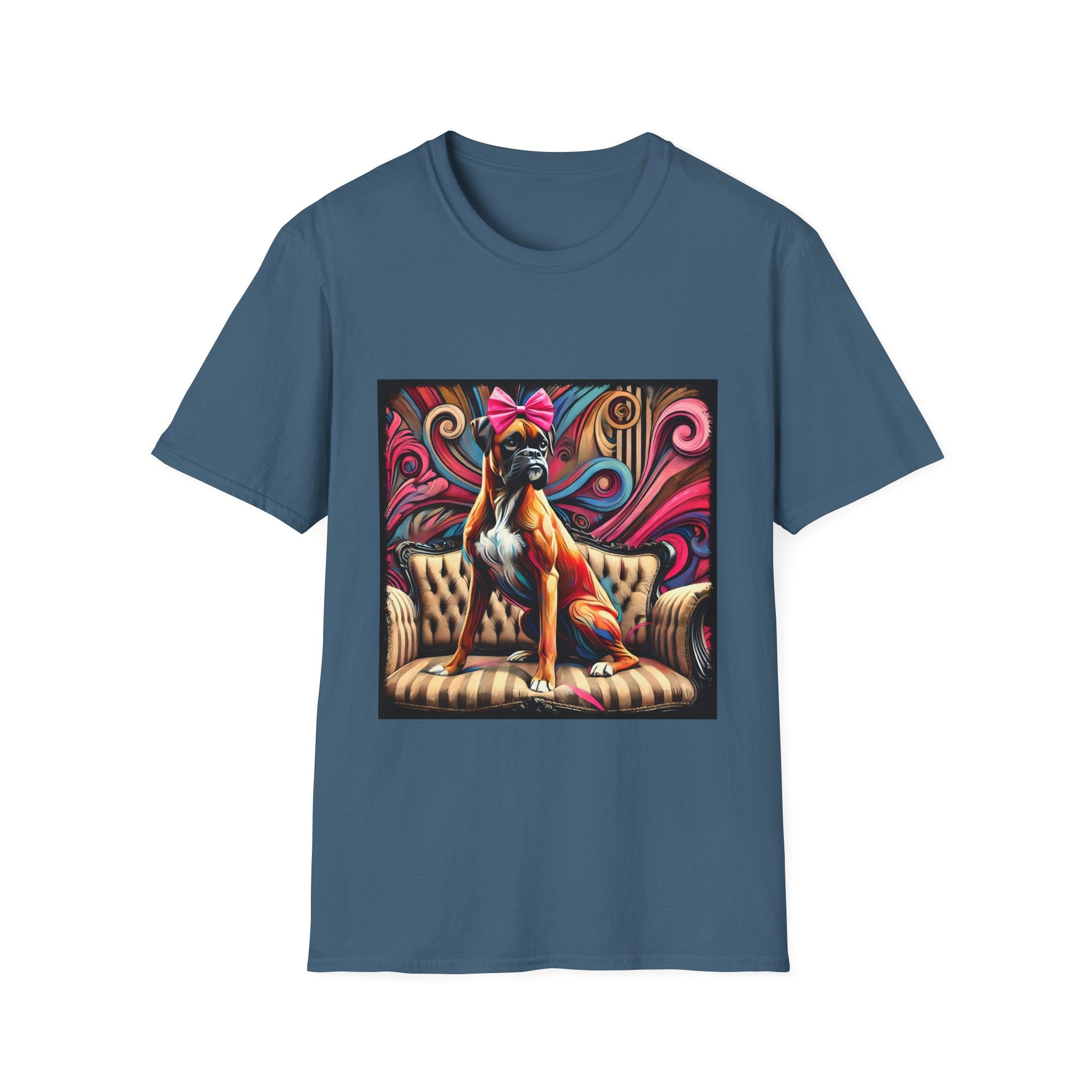 Boxer Pink Bow Swirl | Unisex Dog T-Shirt