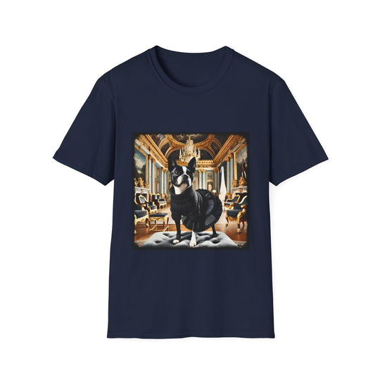 Boston Terrier Priveleged Pup design dog lover unisex t-shirt in navy