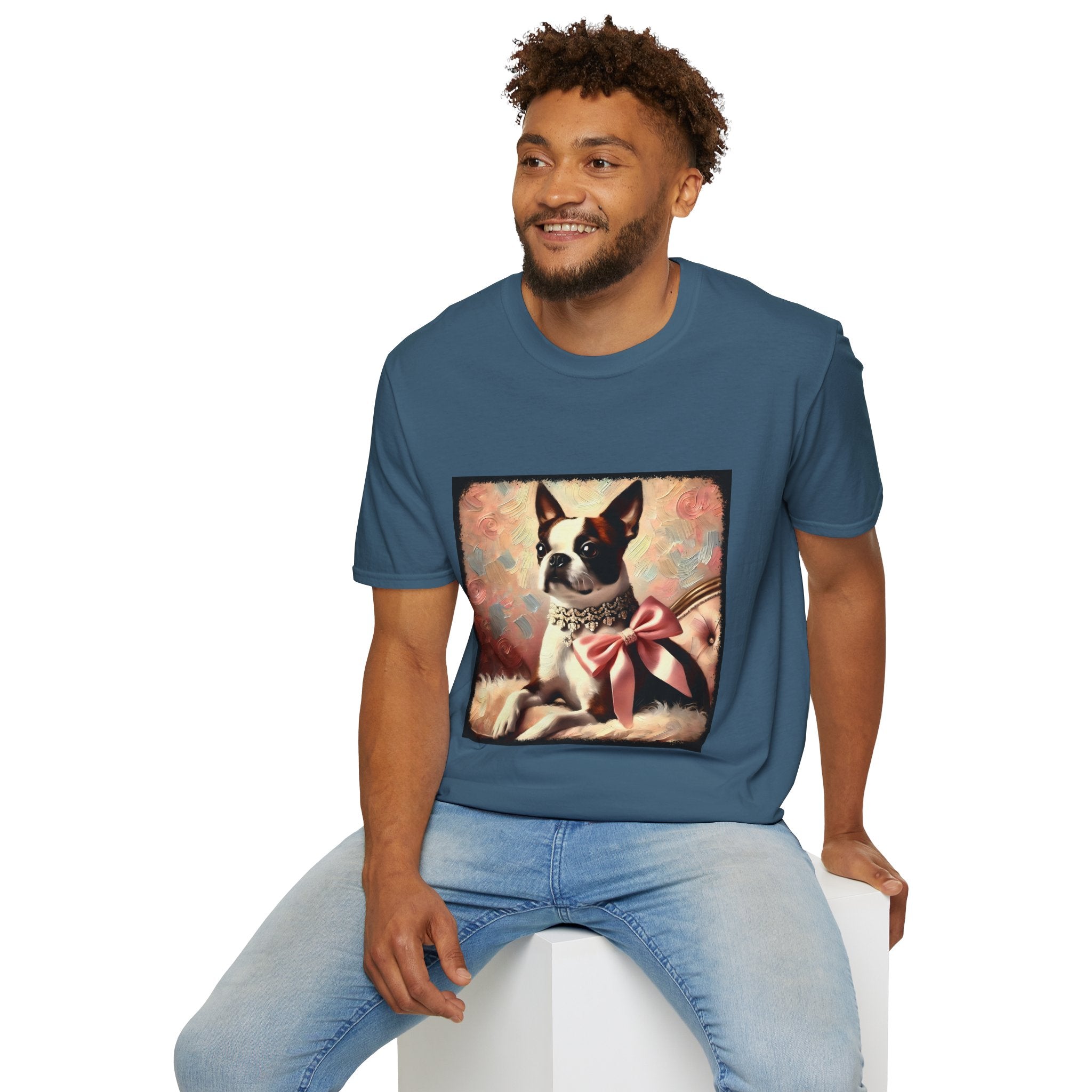 Boston Terrier Pink Bow Classic | Unisex Dog T-Shirt