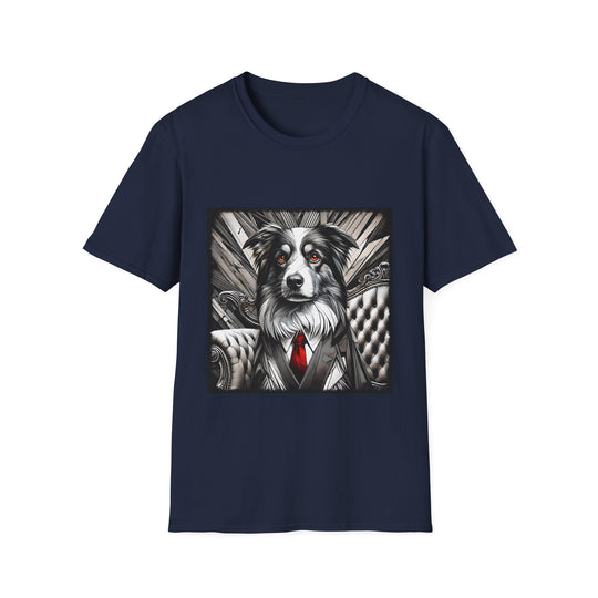 Australian Shepherd B&W Bold Eyes design dog lover unisex t-shirt in navy