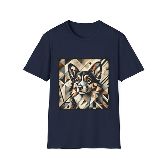 Pembroke Welsh Corgi Geometric design dog lover unisex t-shirt in navy