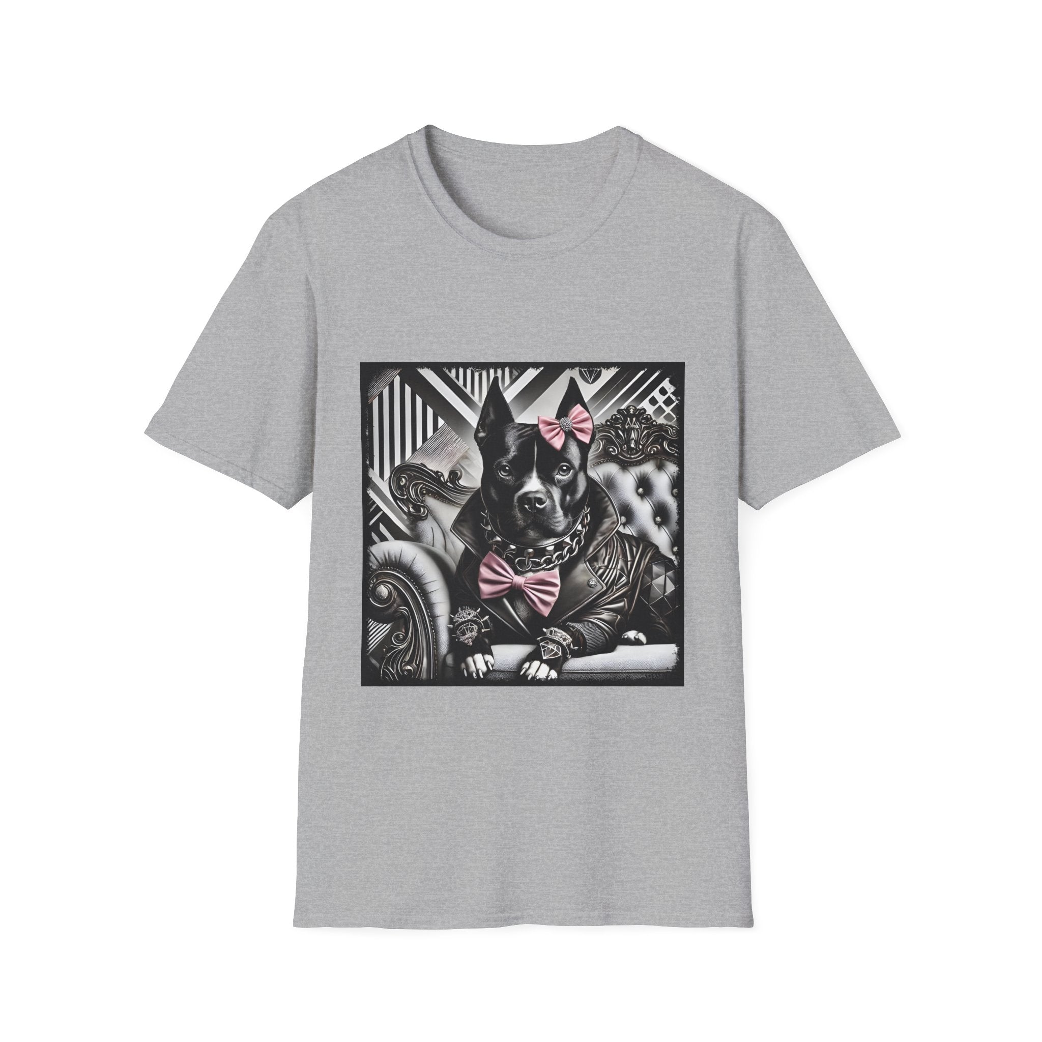 American Pit Bull Terrier Shirt | B&W Pink Bow Rocker Dog Lover Tee