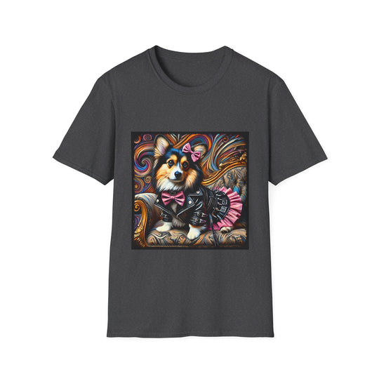 Pembroke Welsh Corgi Edgy Rocker II design dog lover unisex t-shirt in dark heather