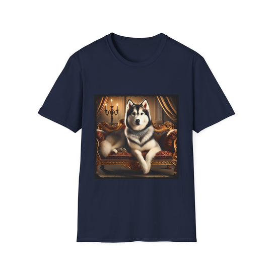 Siberian Husky Poised Princess design dog lover unisex t-shirt in navy