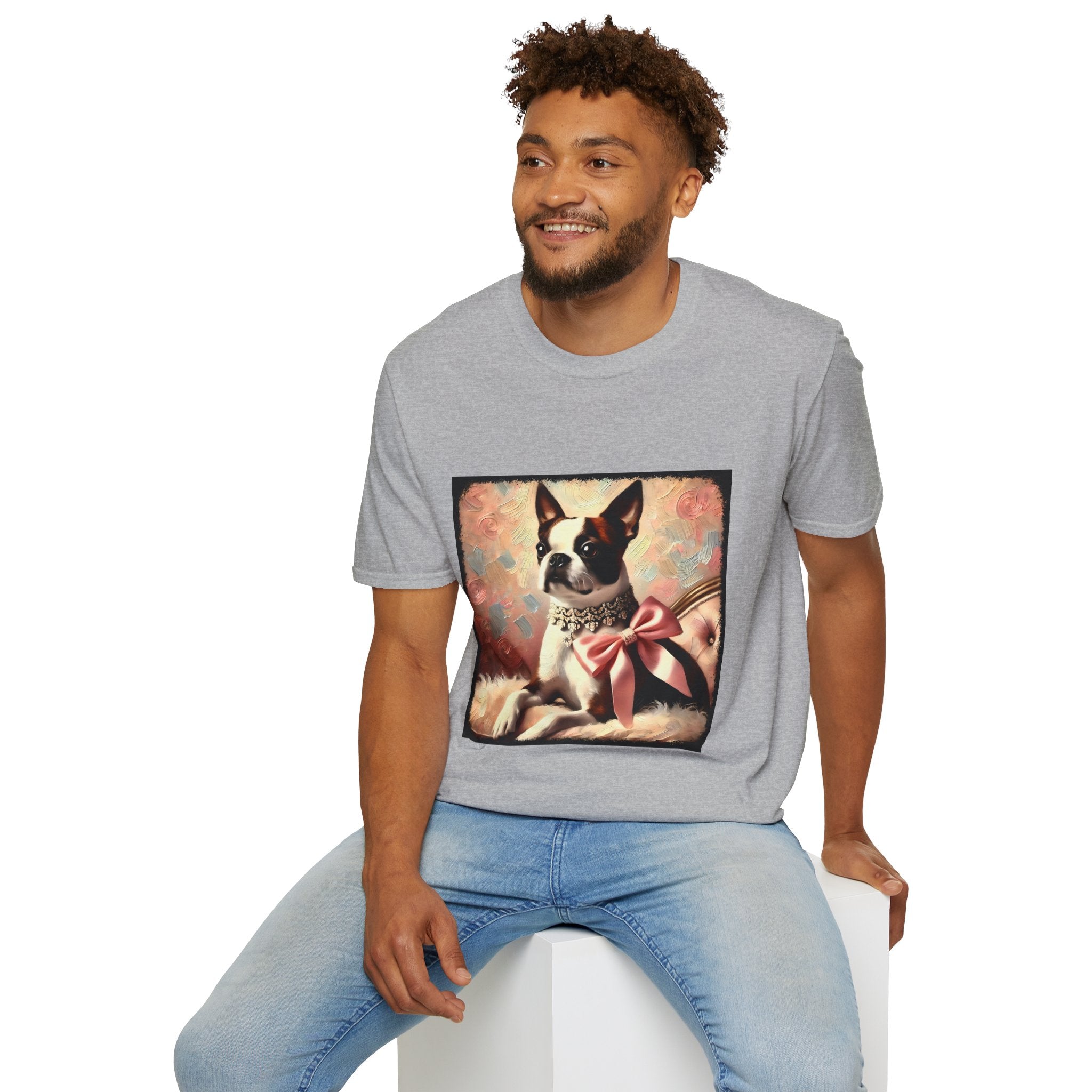 Boston Terrier Pink Bow Classic | Unisex Dog T-Shirt