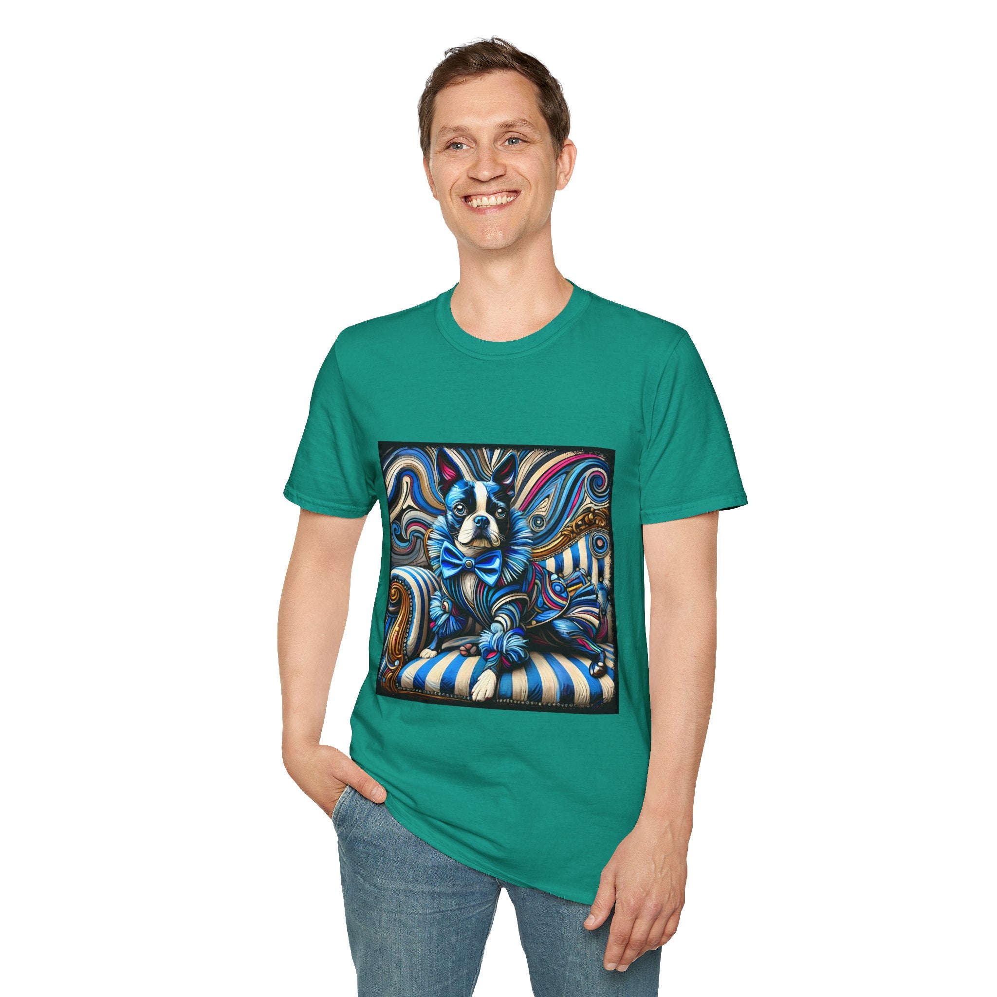 Boston Terrier Blue Rocker | Unisex Dog T-Shirt