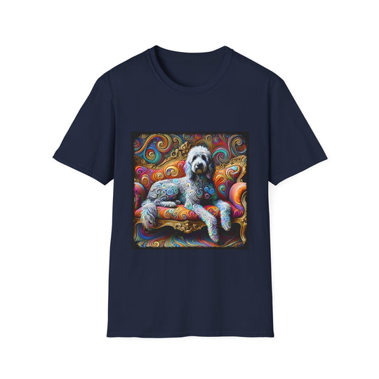 Labradoodle Vivid Swirl design dog lover unisex t-shirt in navy