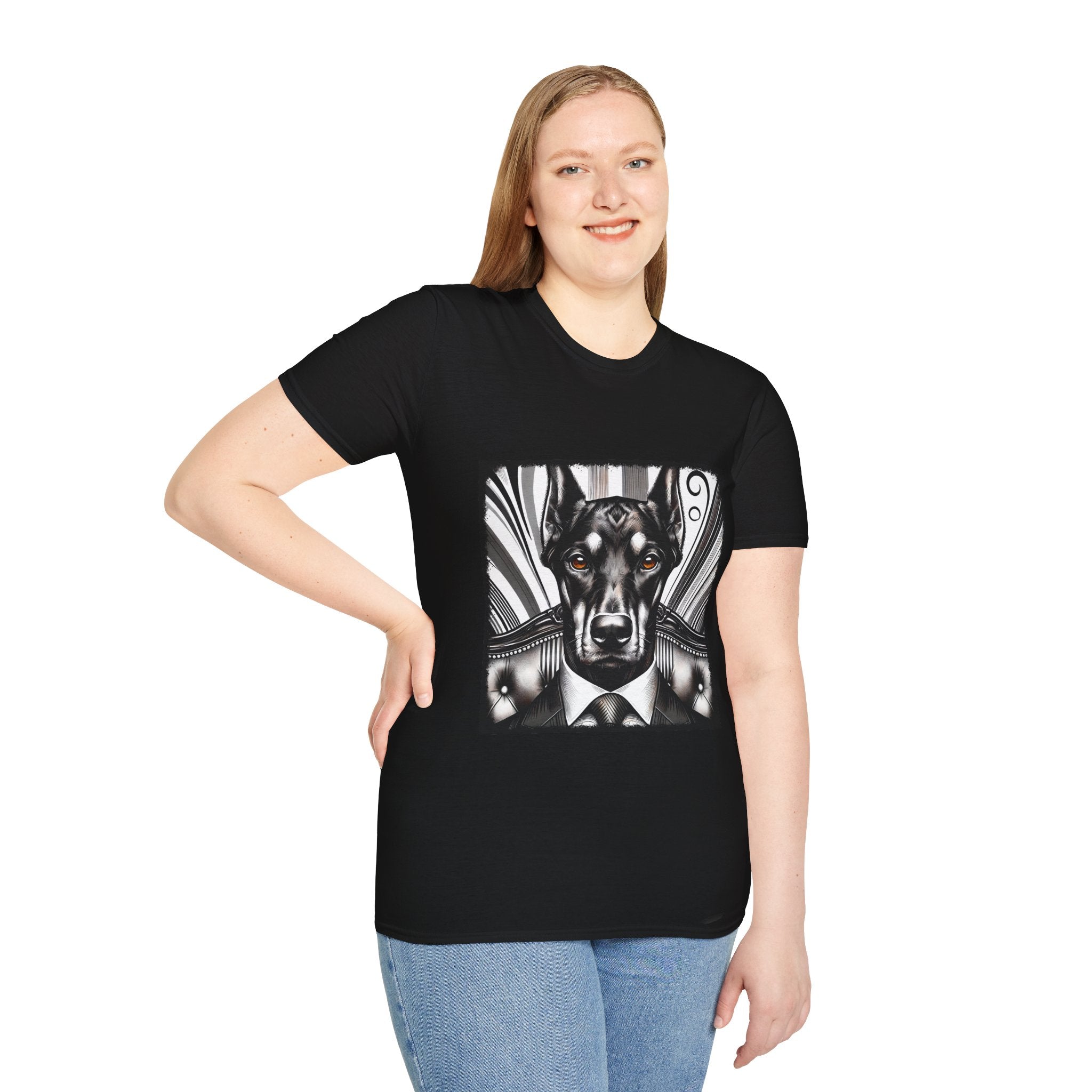 Doberman Pinscher B&W Bold Eyes  | Unisex Dog T-Shirt