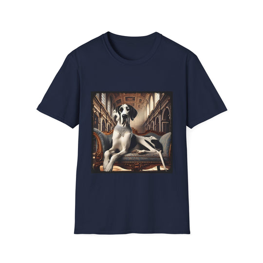 Great Dane Baroque Babe design dog lover unisex t-shirt in navy