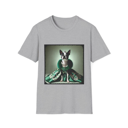 Boston Terrier Pageant Princess design dog lover unisex t-shirt in sport grey