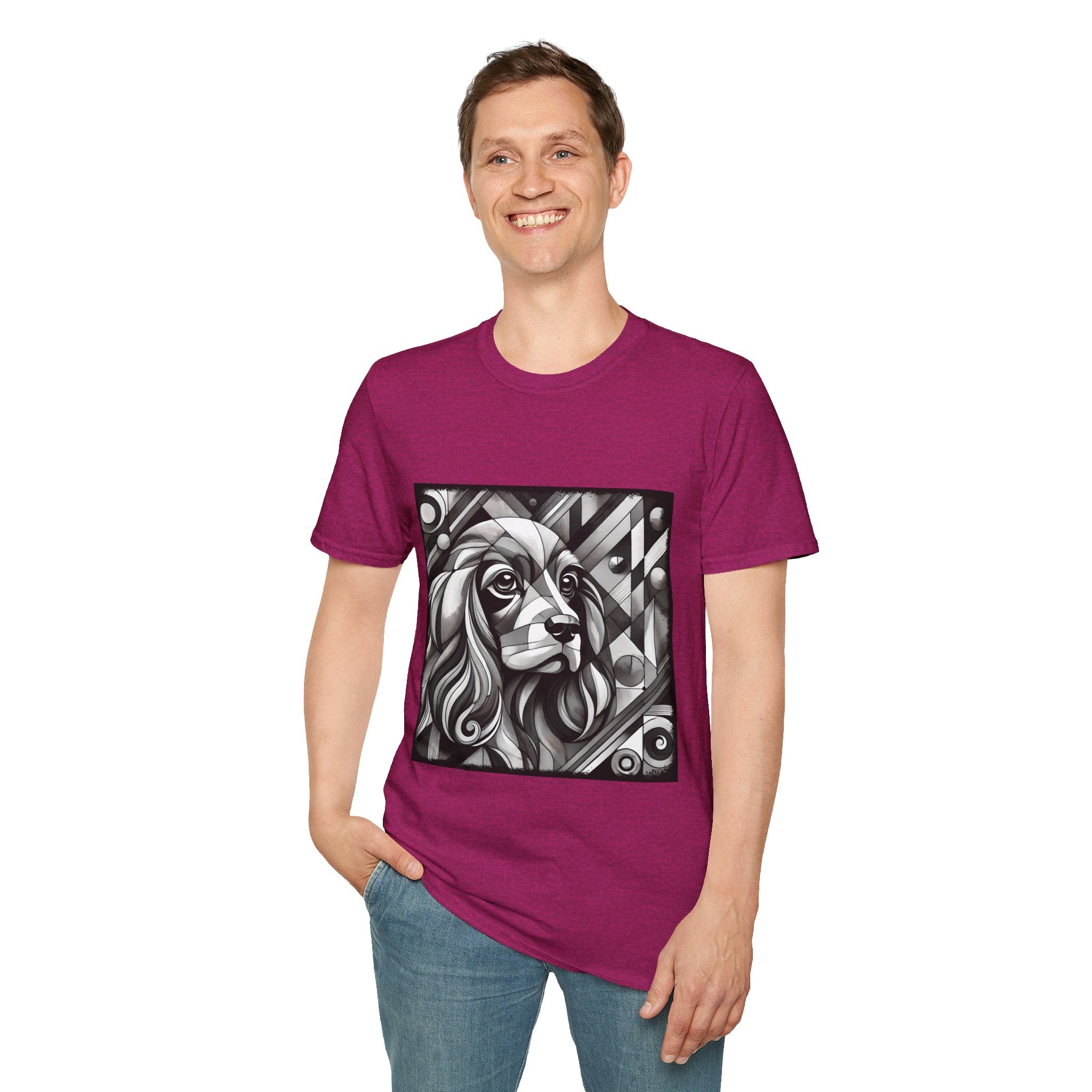 Cocker Spaniel B&W Bold Geometric | Unisex Dog T-Shirt