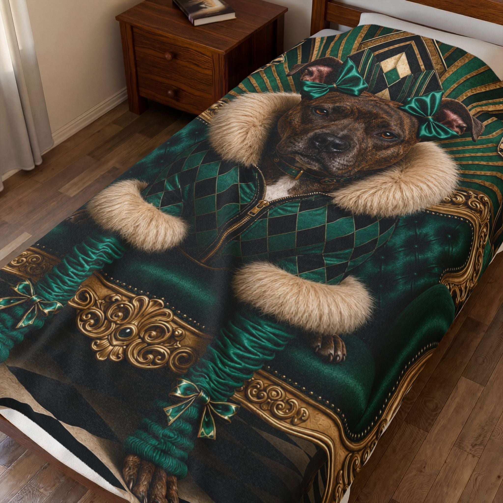 American Pit Bull Terrier Blanket – Emerald Brindle Dog Lover Gift