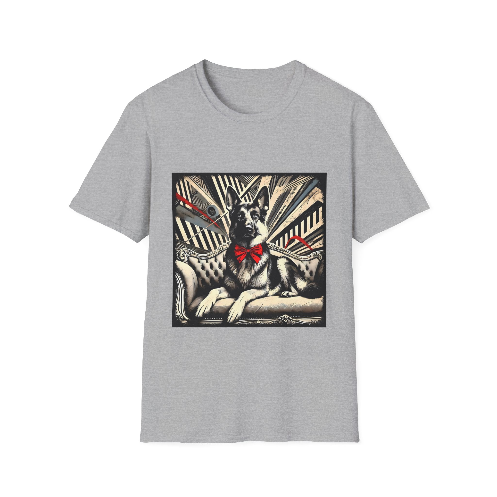German Shepherd B&W Red Bow | Unisex Dog T-Shirt
