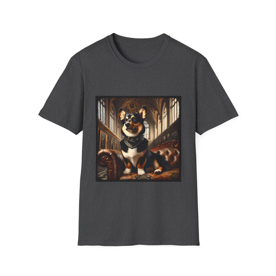 Pembroke Welsh Corgi Poised Prince design dog lover unisex t-shirt in dark heather