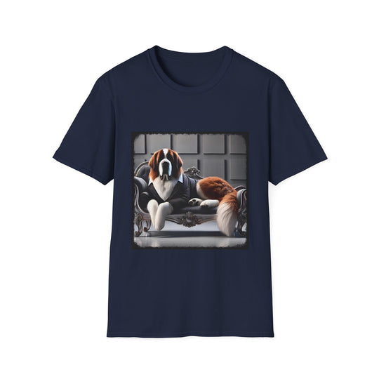 Saint Bernard Tux Luxe design dog lover unisex t-shirt in navy