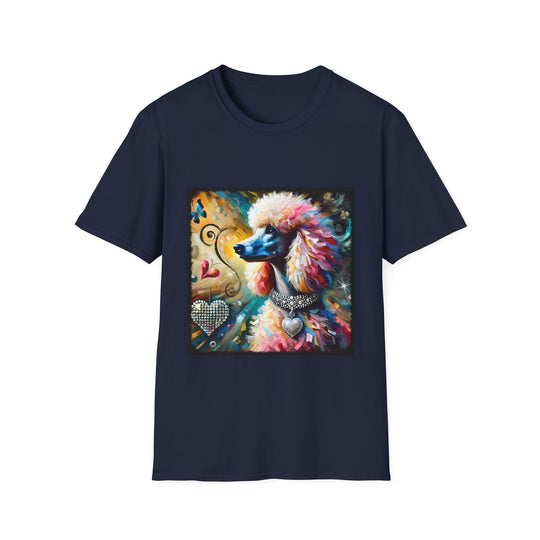 Poodle Diamond Heart Classic design dog lover unisex t-shirt in navy