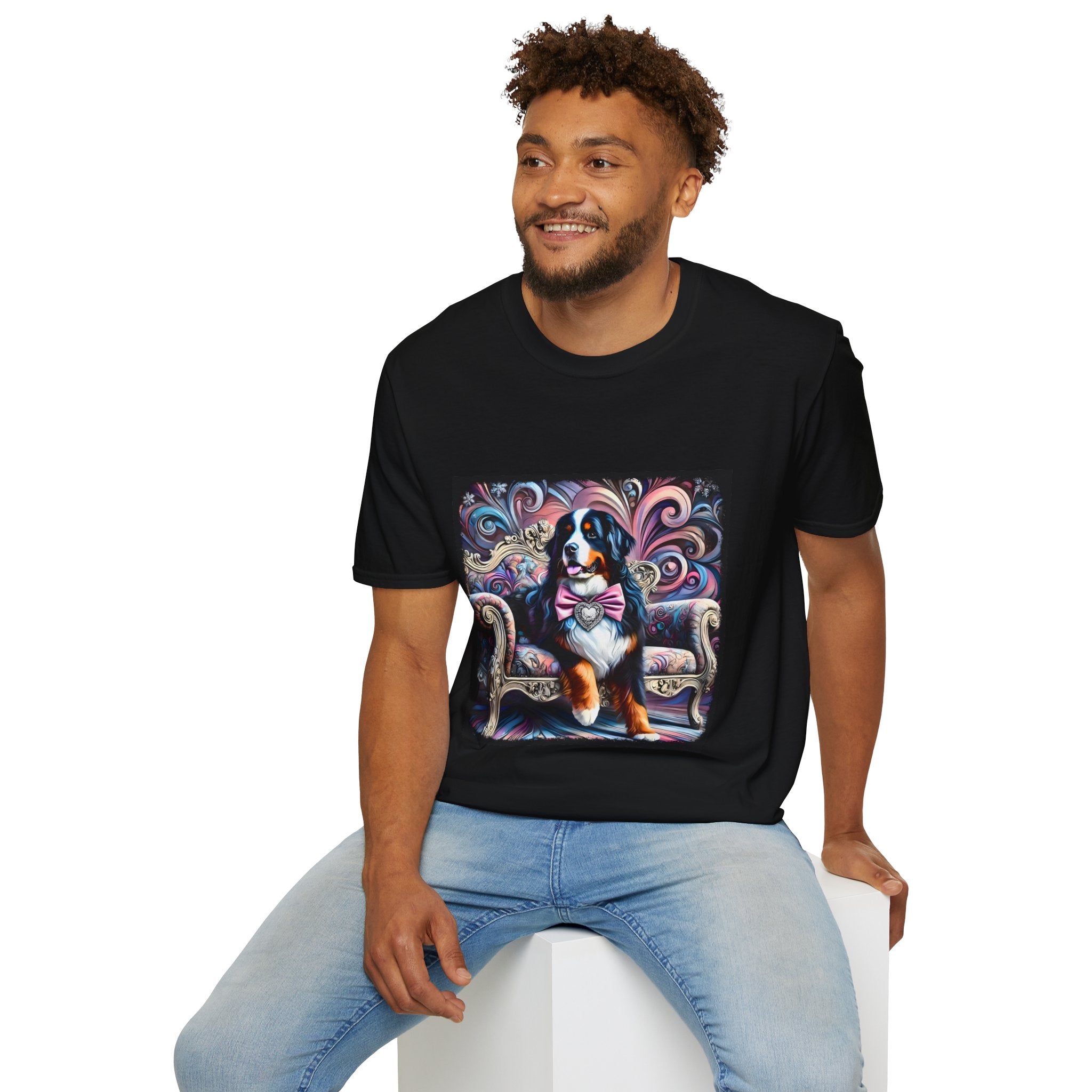 Bernese Mountain Dog Purple Diamond Vivid Swirl | Unisex Dog T-Shirt