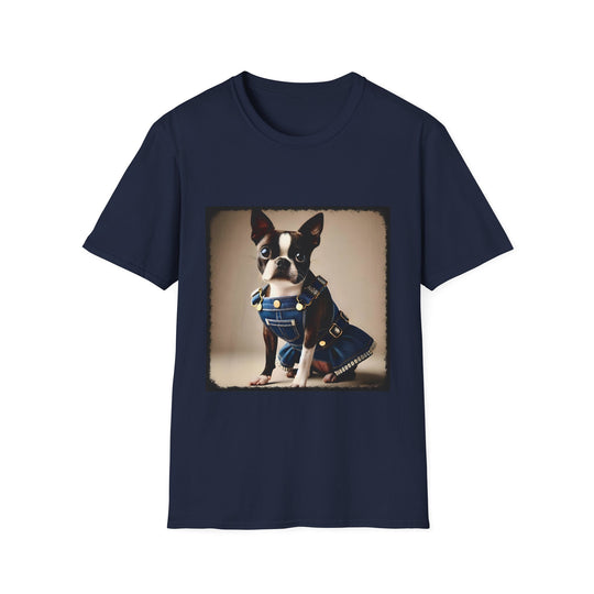Boston Terrier Jean Dream design dog lover unisex t-shirt in navy