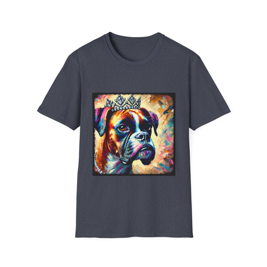 Boxer Bold Princess Classic design dog lover unisex t-shirt in heather navy