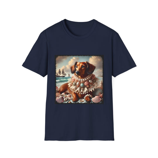 Dachshund Ocean Muse design dog lover unisex t-shirt in navy