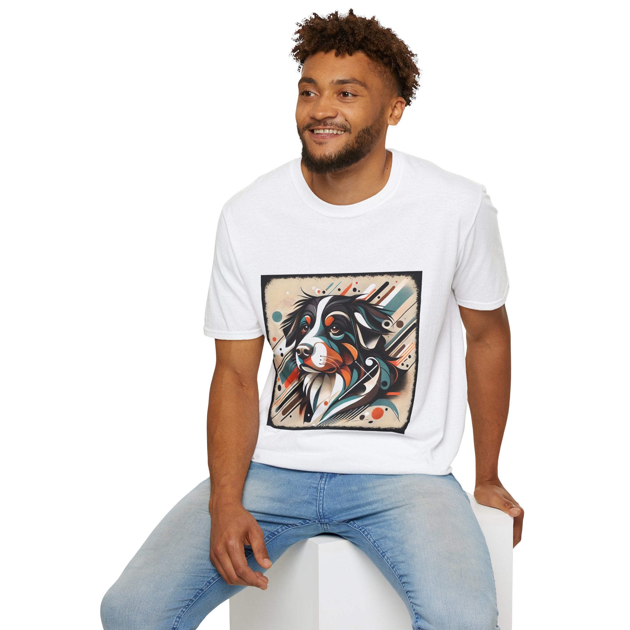 Bernese Mountain Dog Warm Geometric | Unisex Dog T-Shirt