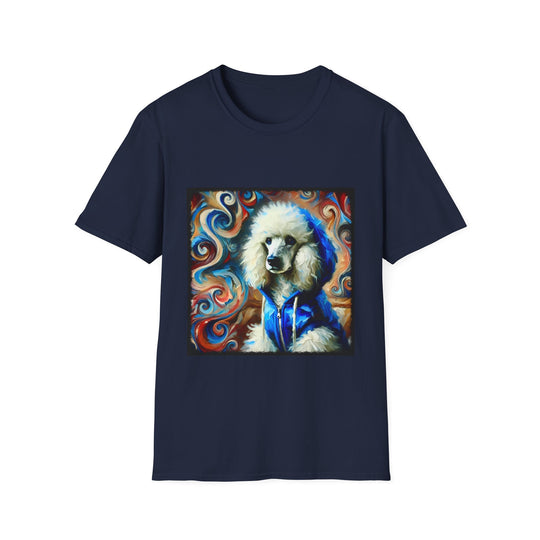 Poodle Street Style Swirl design dog lover unisex t-shirt in navy