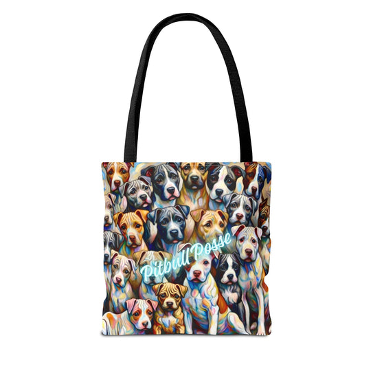 American Pit Bull Terrier Tote Bag PitBull Posse Dog Lover Gift tote bag in black