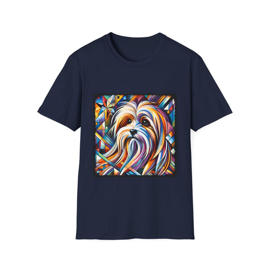 Havanese Multicolor Geometric design dog lover unisex t-shirt in navy