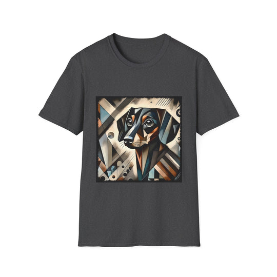Dachshund Bold Geometric Unisex Dog T-Shirt unisex t-shirt in dark heather