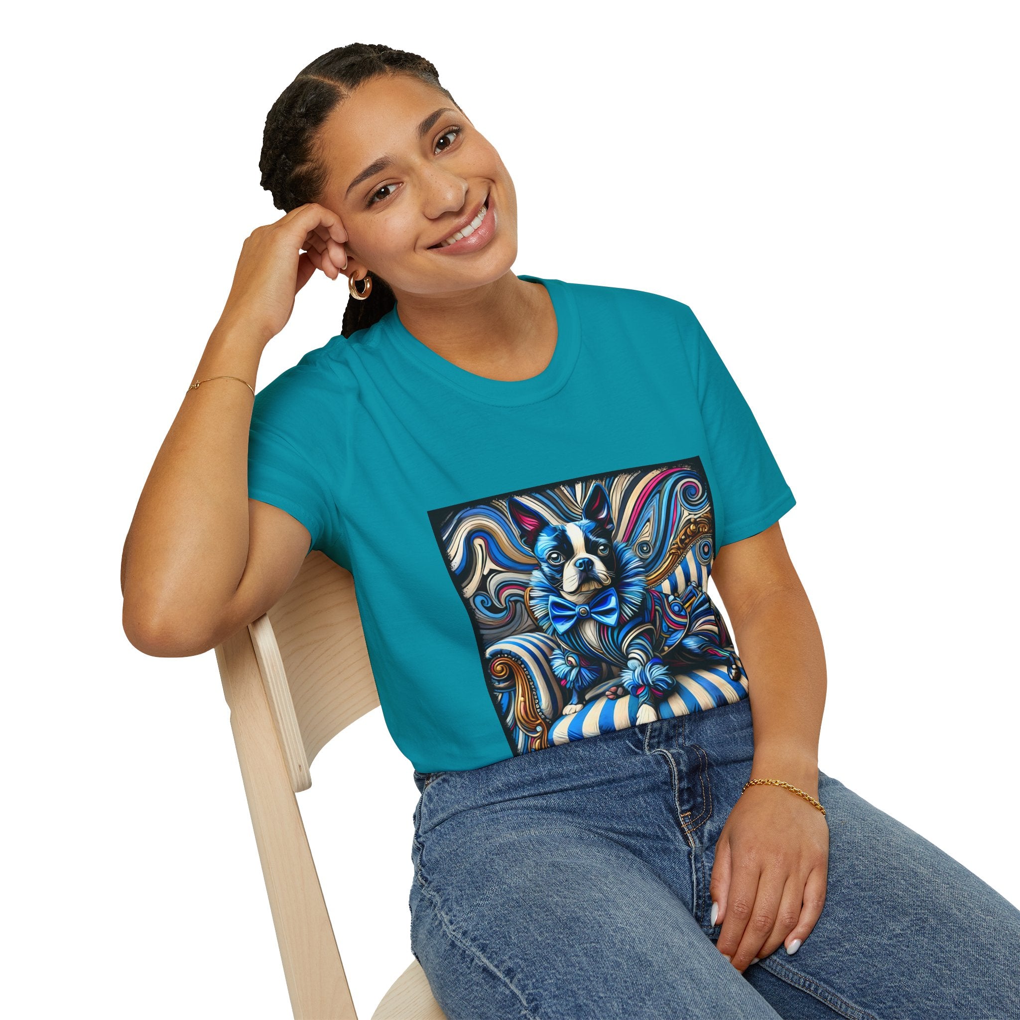 Boston Terrier Blue Rocker | Unisex Dog T-Shirt