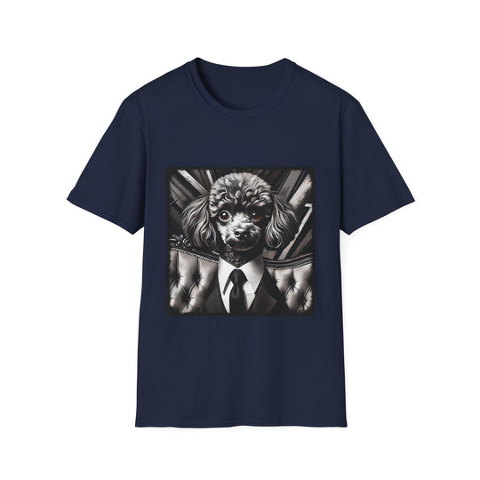 Poodle B&W Bold Eyes design dog lover unisex t-shirt in navy