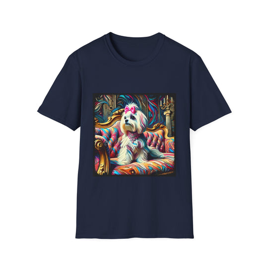 Maltese Diamond Princess Classic design dog lover unisex t-shirt in navy