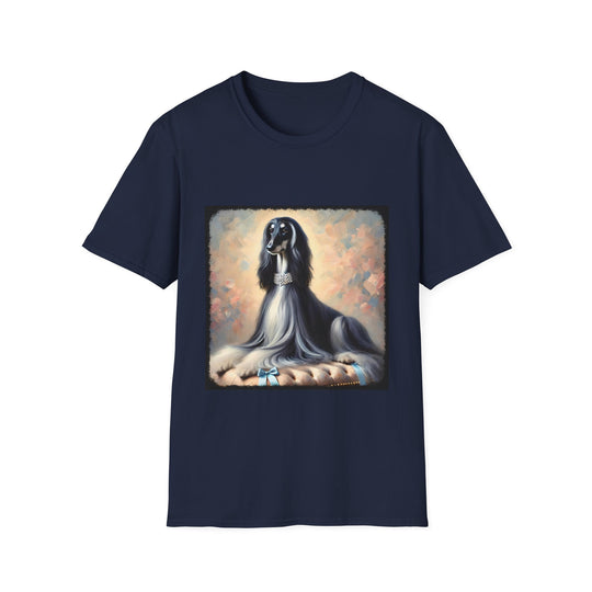 Afghan Hound Diamond Diva Classic design dog lover unisex t-shirt in navy