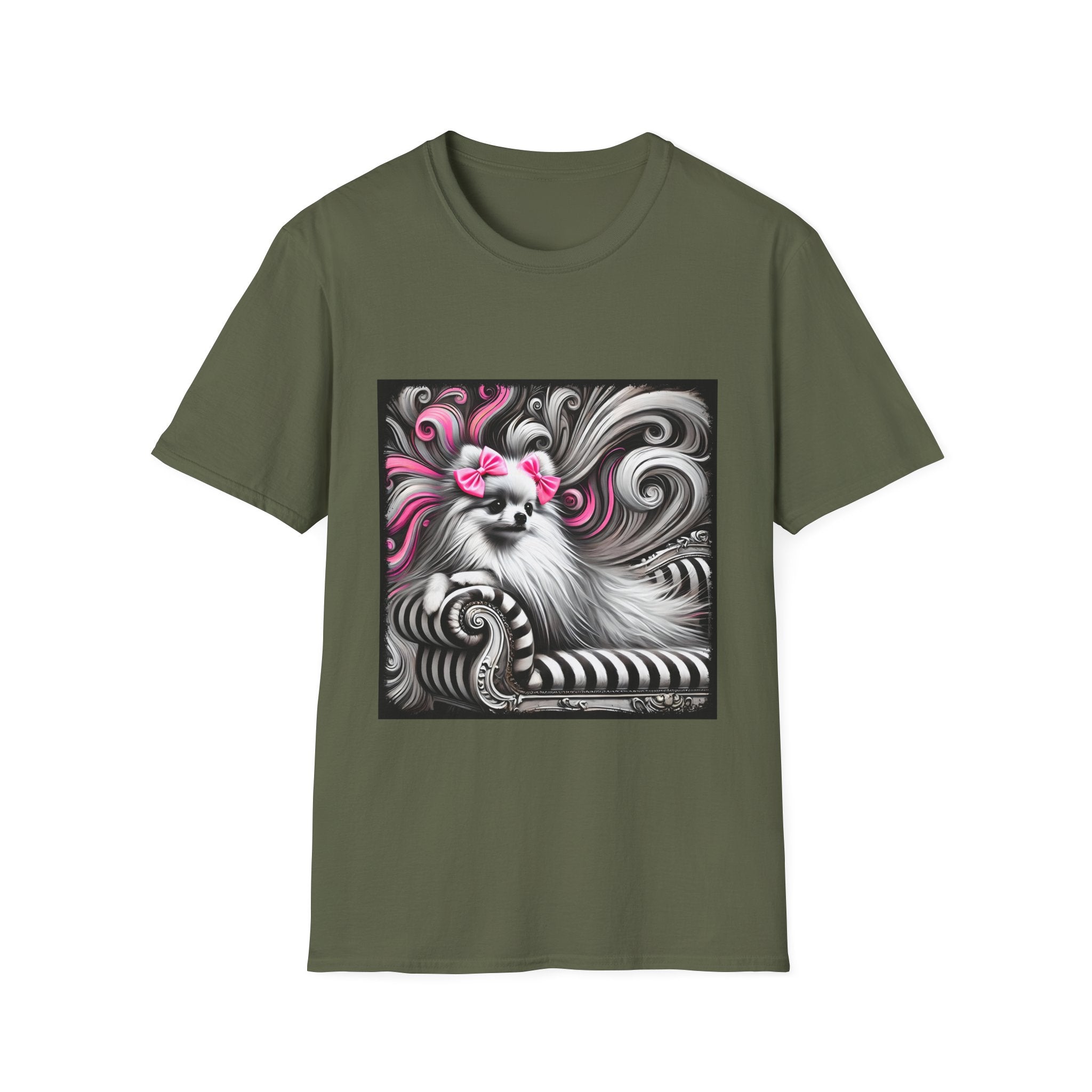 Pomeranian B&W Pink Bows | Unisex Dog T-Shirt