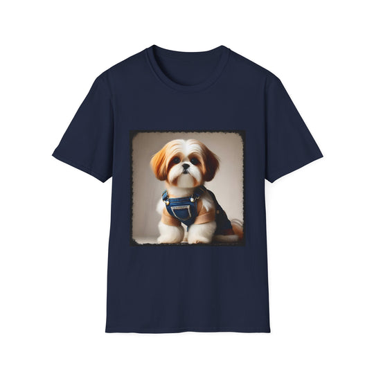 Shih Tzu Denim Mood design dog lover unisex t-shirt in navy