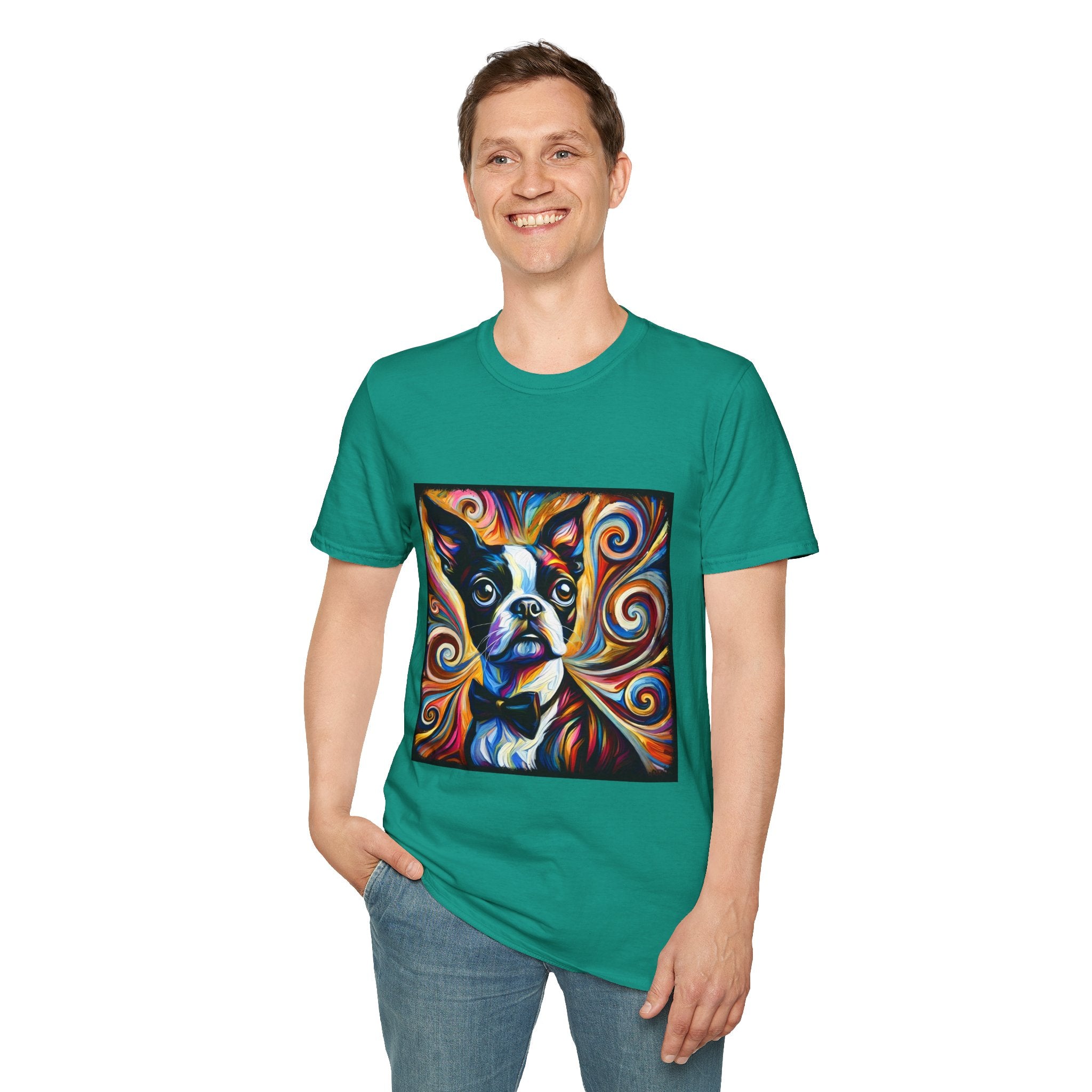 Boston Terrier Bowtie Swirl | Unisex Dog T-Shirt