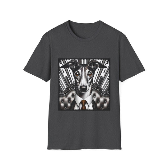 Greyhound B&W Bold Eyes design dog lover unisex t-shirt in dark heather