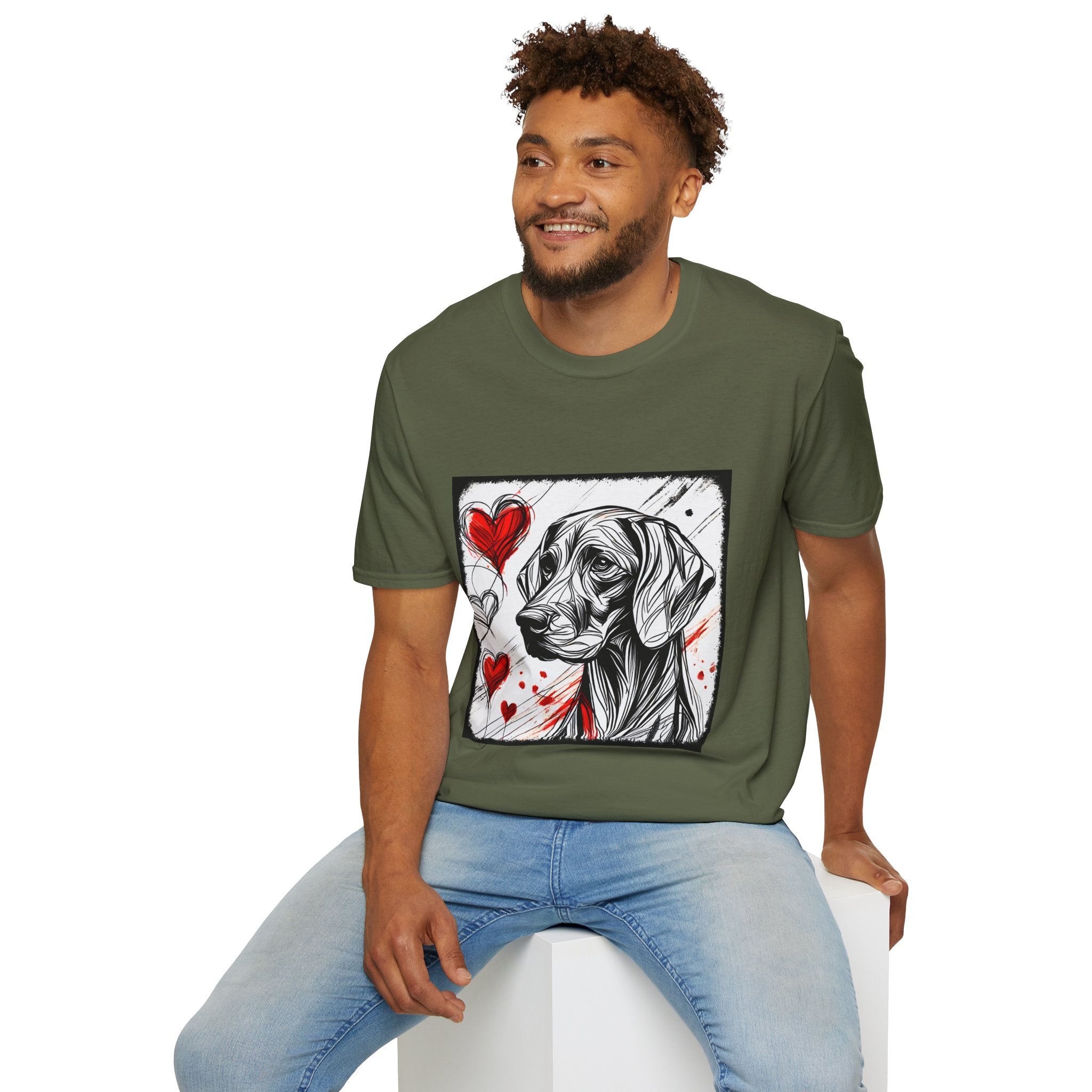 Weimaraner Bold Heart Sketch | Unisex Dog T-Shirt