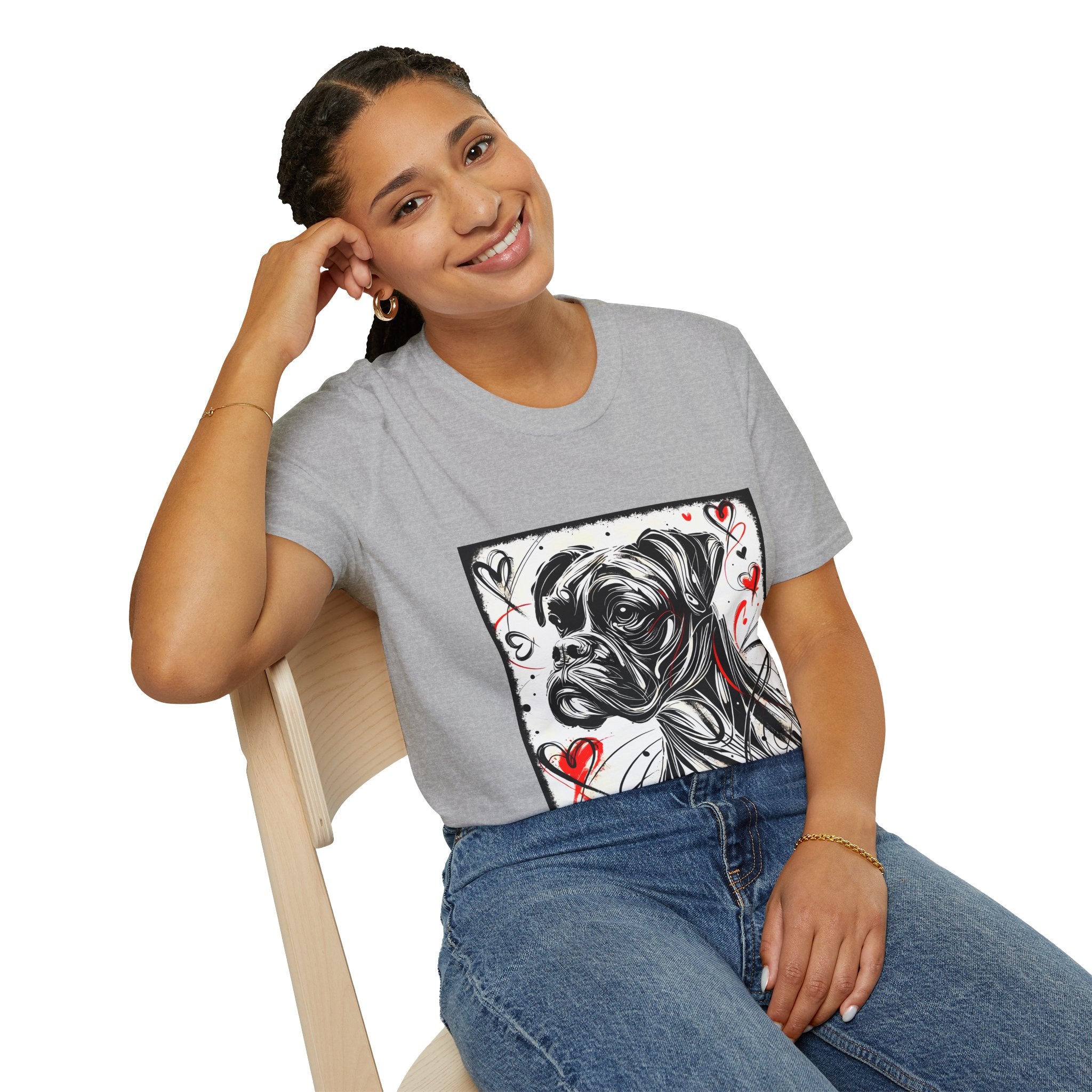 Boxer Bold Heart Sketch | Unisex Dog T-Shirt