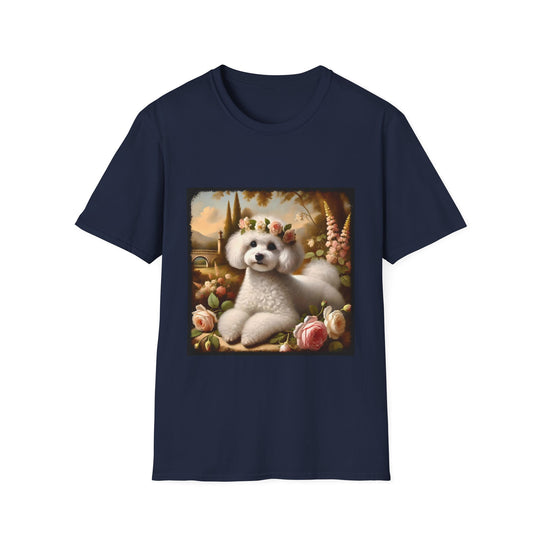 Poodle Botanical Beauty design dog lover unisex t-shirt in navy