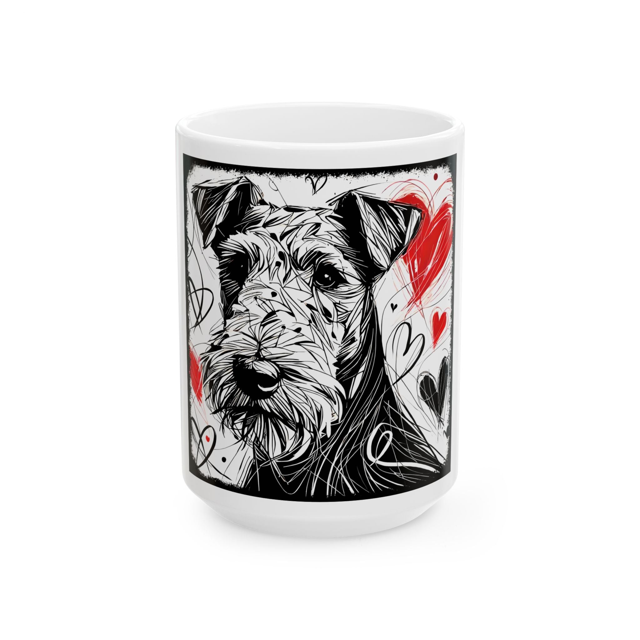 Airedale Terrier Mug | Bold Heart Sketch Dog Lover Gift