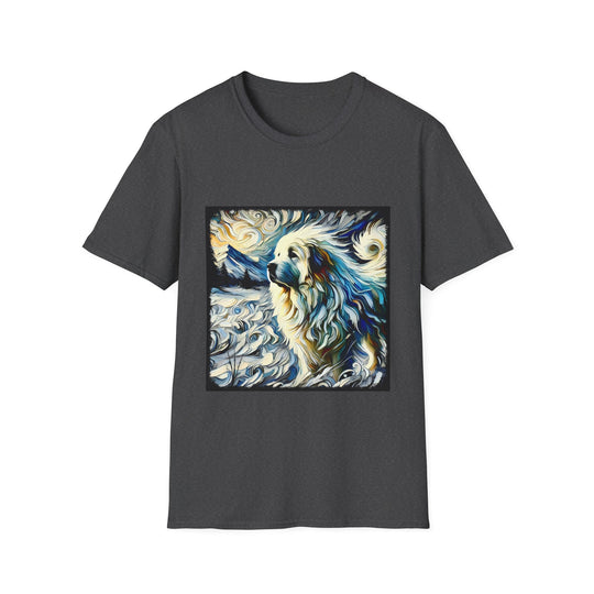 Great Pyrenees Snow Swirl design dog lover unisex t-shirt in dark heather