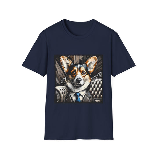 Pembroke Welsh Corgi B&W Bold Eyes design dog lover unisex t-shirt in navy