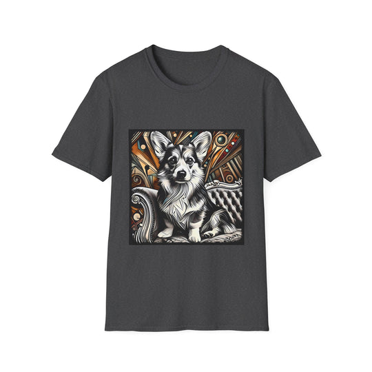 Pembroke Welsh Corgi B&W Warm Bold design dog lover unisex t-shirt in dark heather