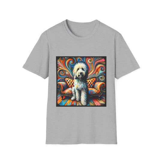 Sheepadoodle Bold Swirl design dog lover unisex t-shirt in sport grey