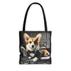 Pembroke Welsh Corgi Tote Bag Tux Luxe Dog Lover Gift tote bag in black