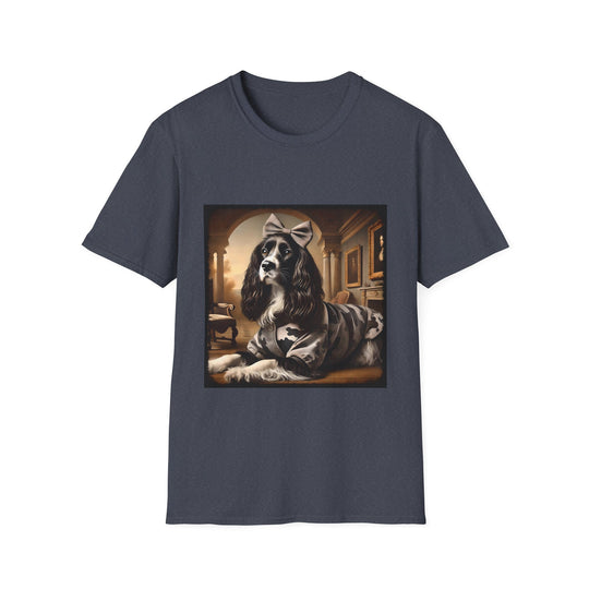 English Springer Spaniel Camo Cutie design dog lover unisex t-shirt in heather navy