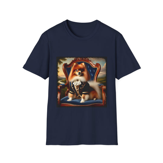 Pomeranian Posh Prince design dog lover unisex t-shirt in navy